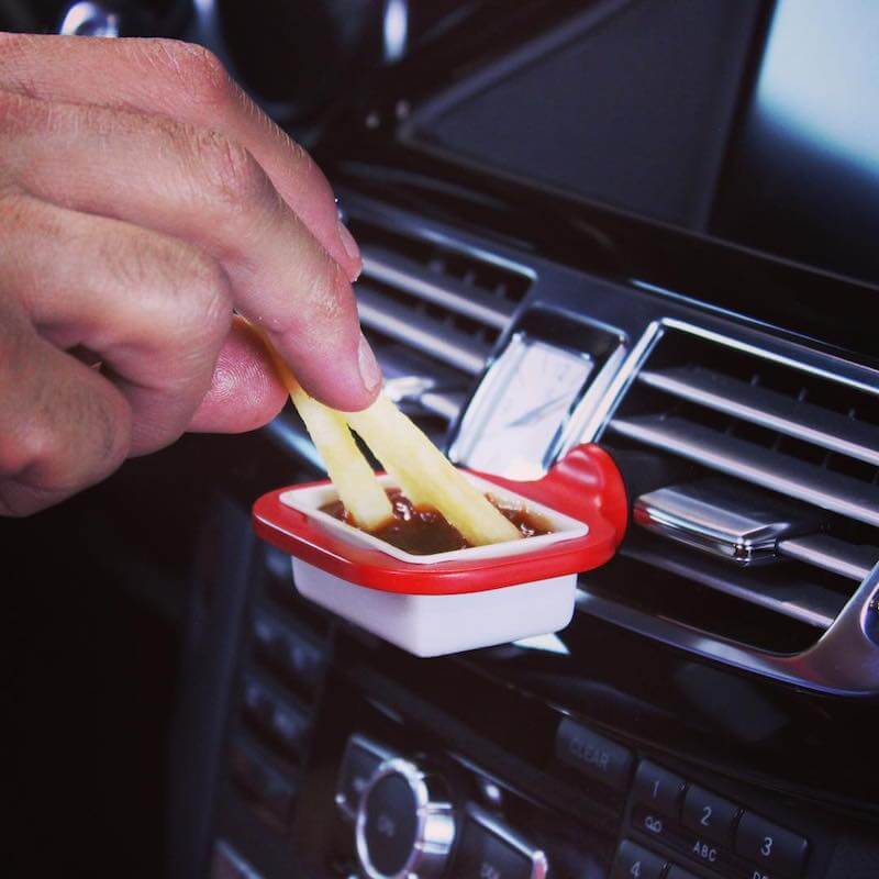 Rusisi 2pcs Dip Clip in-car Sauce Cup Holder Dip Set Ketchup Mini Dipping Cups Car Accessories Sauce Container for Vents of Vehicle