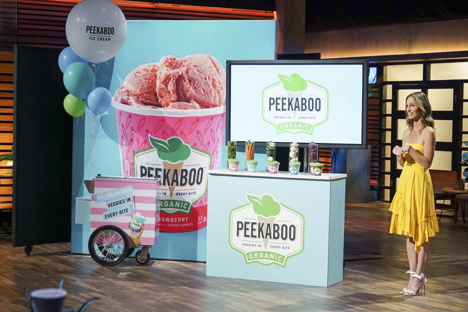 Jessica Levison Peekaboo veggie ice cream shark tank on set